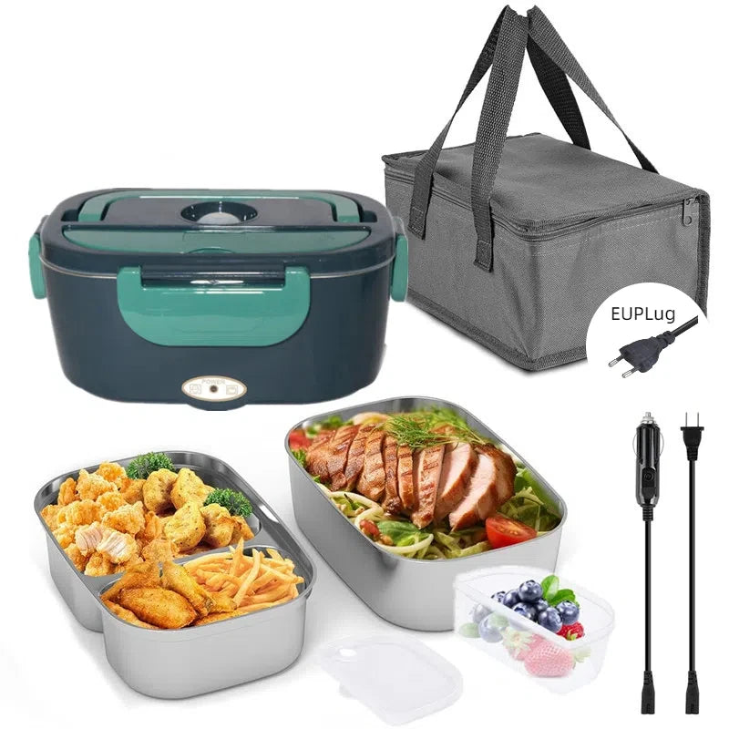 1.5 L 60W Electric Lunch Box Food Warmer Portable Food Heater for Car or Home - Leak Proof 304 Stainless Steel Liner