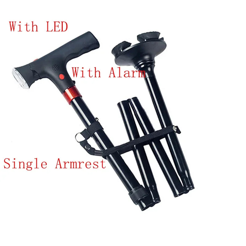 Collapsible Telescopic Folding Cane Elder Cane LED Walking Trusty Sticks Elder Crutches Mothers Elder Fathers Walking Sticks