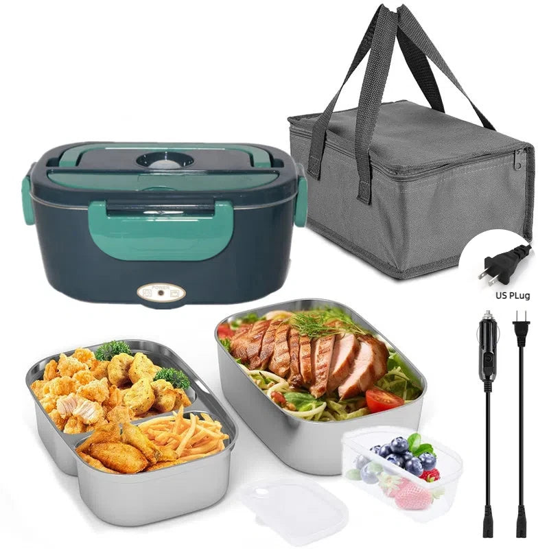 1.5 L 60W Electric Lunch Box Food Warmer Portable Food Heater for Car or Home - Leak Proof 304 Stainless Steel Liner